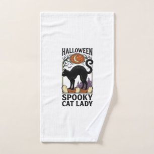 Halloween Cat Lady Vintage Black Cat Shirt_1 Hand Towel