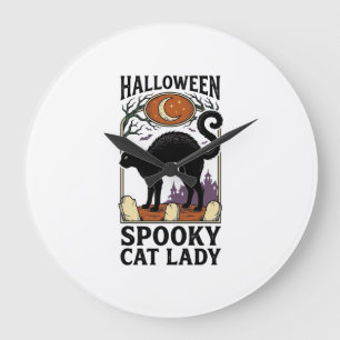 Halloween Cat Lady Vintage Black Cat Shirt_1 Large Clock