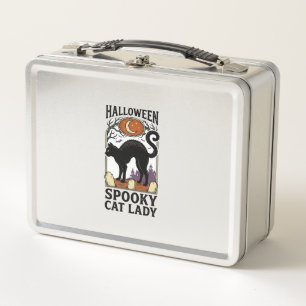 Halloween Cat Lady Vintage Black Cat Shirt_1 Metal Lunch Box
