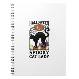 Halloween Cat Lady Vintage Black Cat Shirt_1 Notebook