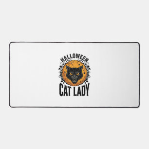 Halloween Cat Lady Vintage Black Cat Shirt Design Desk Mat