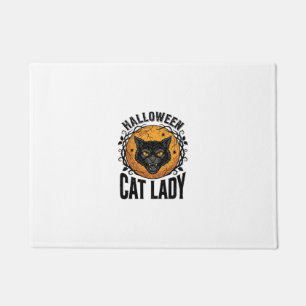 Halloween Cat Lady Vintage Black Cat Shirt Design Doormat