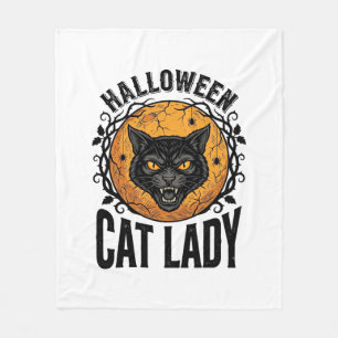 Halloween Cat Lady Vintage Black Cat Shirt Design Fleece Blanket