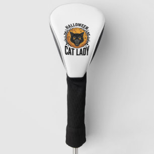 Halloween Cat Lady Vintage Black Cat Shirt Design Golf Head Cover