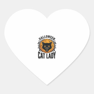 Halloween Cat Lady Vintage Black Cat Shirt Design Heart Sticker