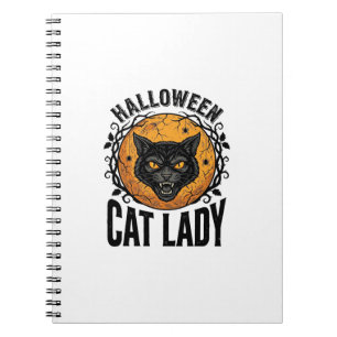 Halloween Cat Lady Vintage Black Cat Shirt Design Notebook