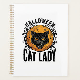 Halloween Cat Lady Vintage Black Cat Shirt Design Planner