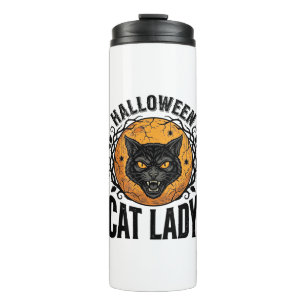 Halloween Cat Lady Vintage Black Cat Shirt Design Thermal Tumbler