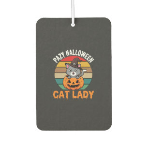 Halloween Cat Lady Witch Pumpkin Retro Design Car Air Freshener