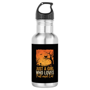 Halloween Cat Lover Fall Sunset Graphic 532 Ml Water Bottle