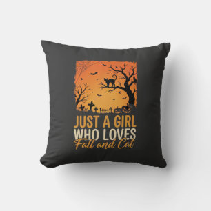 Halloween Cat Lover Fall Sunset Graphic Cushion