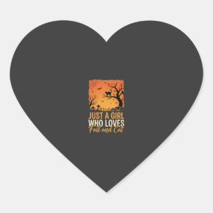 Halloween Cat Lover Fall Sunset Graphic Heart Sticker