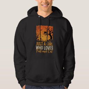 Halloween Cat Lover Fall Sunset Graphic Hoodie