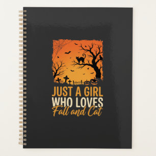 Halloween Cat Lover Fall Sunset Graphic Planner