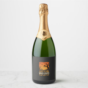 Halloween Cat Lover Fall Sunset Graphic Sparkling Wine Label