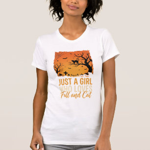 Halloween Cat Lover Fall Sunset Graphic T-Shirt