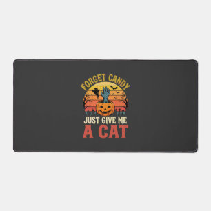 Halloween Cat Lover Forget Candy Vintage Graphic Desk Mat