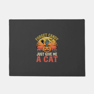 Halloween Cat Lover Forget Candy Vintage Graphic Doormat