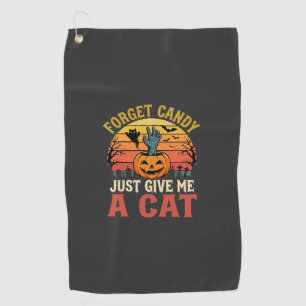 Halloween Cat Lover Forget Candy Vintage Graphic Golf Towel