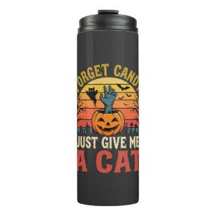Halloween Cat Lover Forget Candy Vintage Graphic Thermal Tumbler