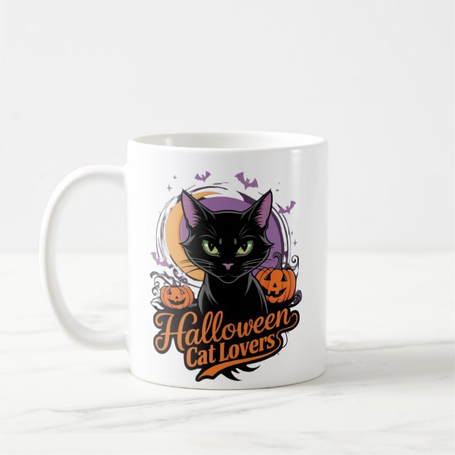 Halloween Cat Lovers Coffee Mug (Left)