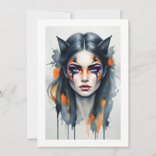 halloween cat makeup invitation