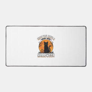 Halloween Cat Meow-Some Vintage Engraving Design_1 Desk Mat