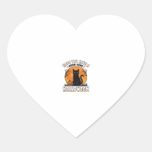 Halloween Cat Meow-Some Vintage Engraving Design_1 Heart Sticker