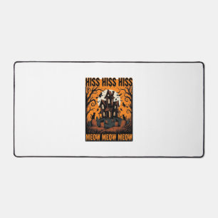 Halloween Cat Meow Spooky Vintage Witch House Desk Mat