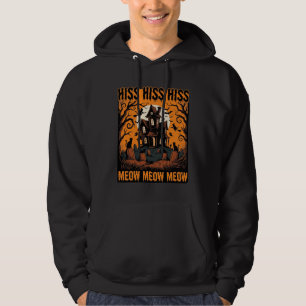 Halloween Cat Meow Spooky Vintage Witch House Hoodie