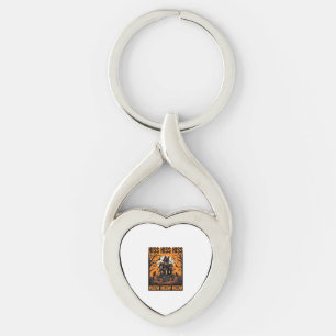 Halloween Cat Meow Spooky Vintage Witch House Key Ring