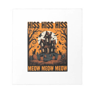 Halloween Cat Meow Spooky Vintage Witch House Notepad