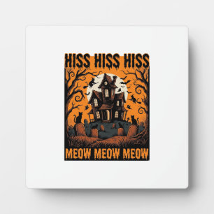 Halloween Cat Meow Spooky Vintage Witch House Plaque