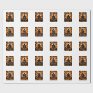 Halloween Cat Meow Spooky Vintage Witch House Wrapping Paper