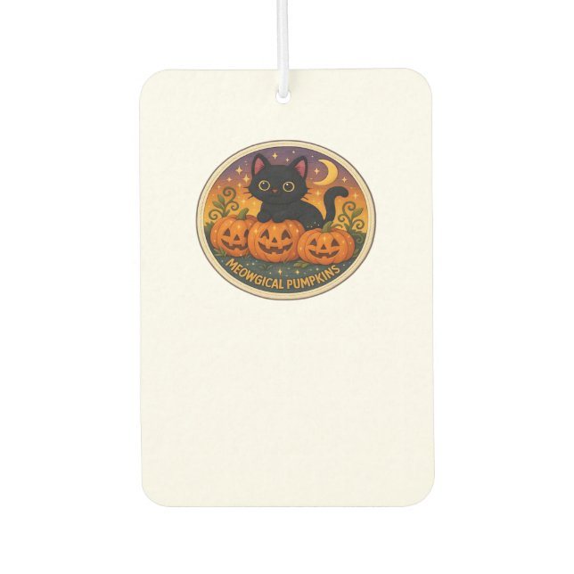 Halloween Cat Meowgical Pumpkins Embroidery Design Car Air Freshener (Front)