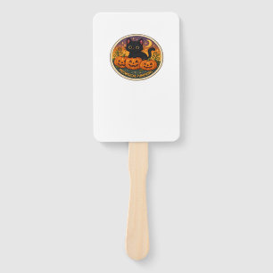 Halloween Cat Meowgical Pumpkins Embroidery Design Hand Fan