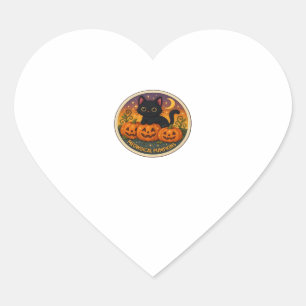 Halloween Cat Meowgical Pumpkins Embroidery Design Heart Sticker
