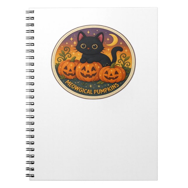 Halloween Cat Meowgical Pumpkins Embroidery Design Notebook (Front)