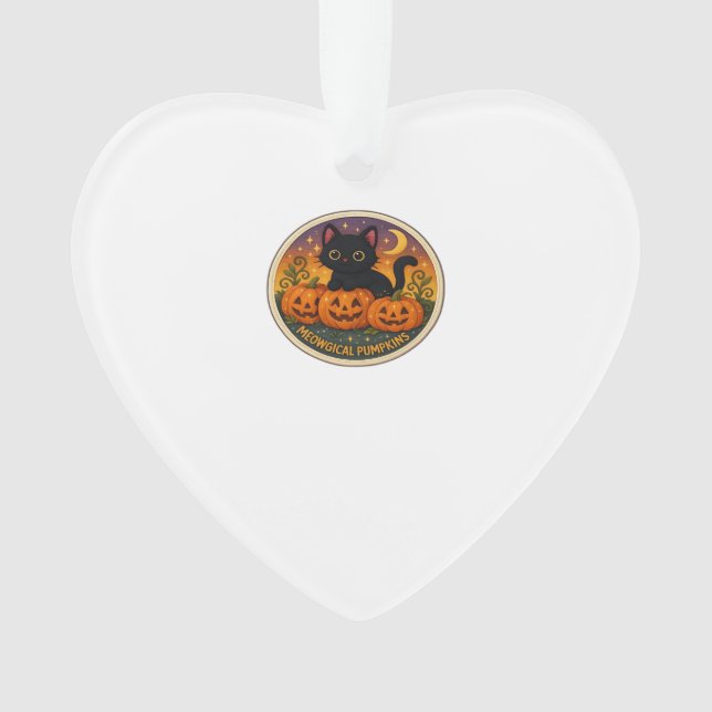 Halloween Cat Meowgical Pumpkins Embroidery Design Ornament (Front)