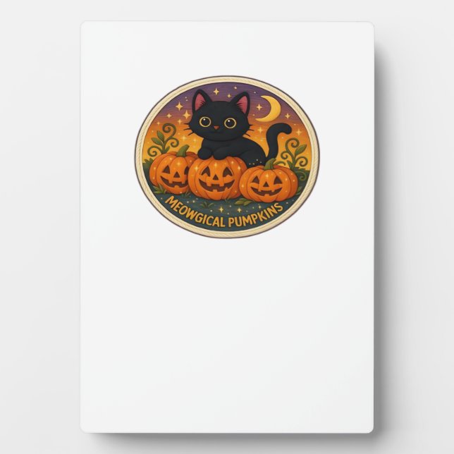 Halloween Cat Meowgical Pumpkins Embroidery Design Plaque (Front)