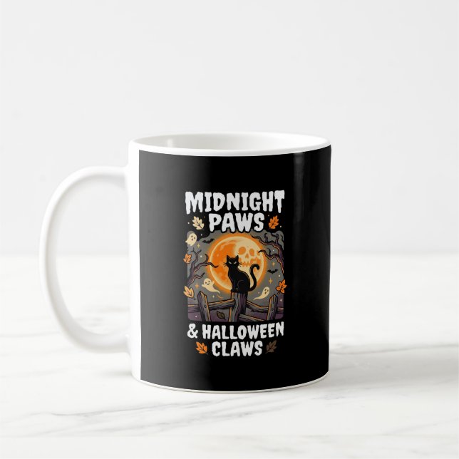 Halloween Cat Moon Mischief Coffee Mug (Left)