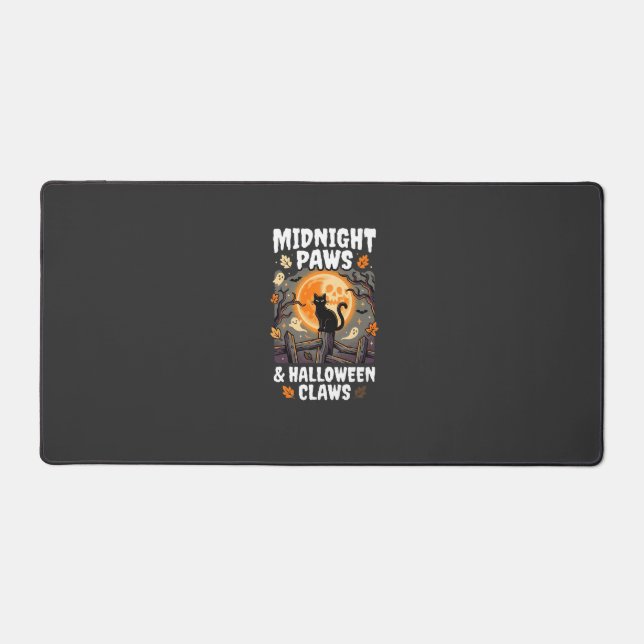 Halloween Cat Moon Mischief Desk Mat (Front)