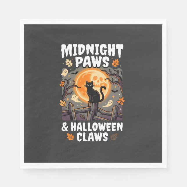 Halloween Cat Moon Mischief Napkin (Front)