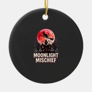Halloween Cat Moonlight Mischief Ceramic Tree Decoration