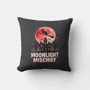 Halloween Cat Moonlight Mischief Cushion