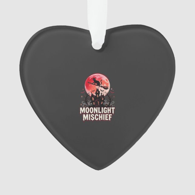 Halloween Cat Moonlight Mischief Ornament (Front)