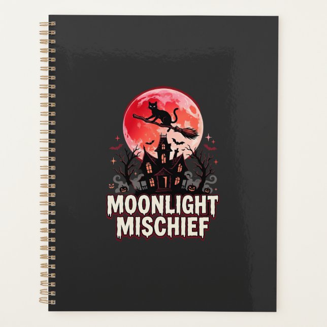 Halloween Cat Moonlight Mischief Planner (Front)