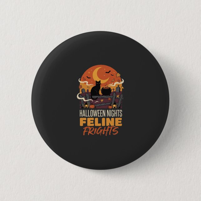 Halloween Cat Moonlit Magic 6 Cm Round Badge (Front)
