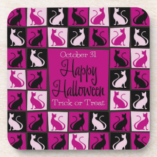 Halloween cat mosaic coaster