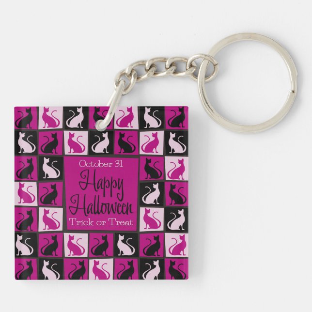 Halloween cat mosaic key ring (Back)